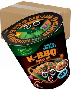 8 stk Sweet and Savory K-BBQ Ramyun - Koreansk BBQ - BIBIGO - Hel Kasse 784 gram (Korea)
