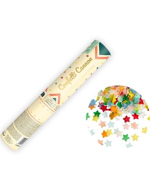 Konfettikanon med Fargerike Papir Stjerner 20cm
