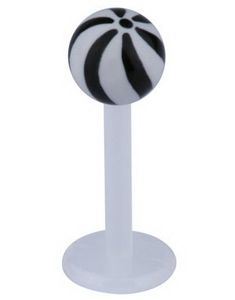 Candy Stripes Labret - Hvid/Sort - Strl 1,2x8x4mm