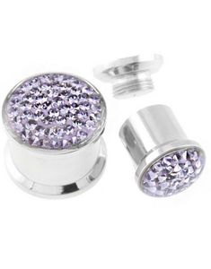 Piercing Plug Dekoreret med Lilla Sten