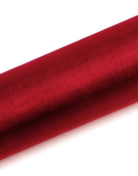 RØD Gennemsigtig Organzaløber 16 cm x 9 meter