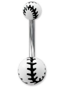 Sej Navlepiercing med Baseball Kugler