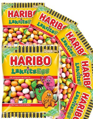 18 stk Poser Med Haribo Lakridsæg - Hel Æske 2,16 kg