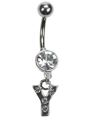 Navlepiercing med Bogstavet Y & Hvide Sten