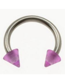 Rund Øjenbrynspiercing med Lilla Spike Kugler - 1.2 x 8 mm