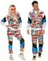  80 Talls Svart/Gullfarget Grilldress med Hodeskaller til Voksen UV GLOW - Strl M
