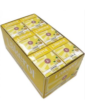 24 stk Läkerol Lemon Sugarfree / Sukkerfrie Pastiller med Citronsmag - Hel Æske 600 gram
