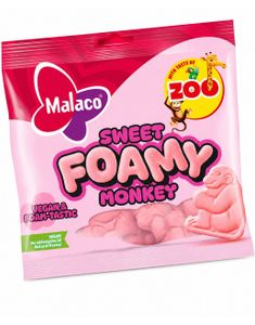 Malaco Zoo Foamy Monkey - Skumgodteri med Fruktsmak 115 gram
