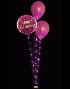 3 stk Ballonhaler med Pink LED-Lys