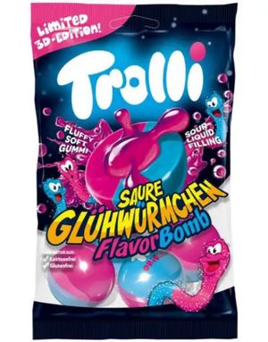 Trolli Flavour Bomb Sour Glowworm - Gelegodteri med Sur Vingummi 75 gram