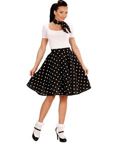 Sort 50'er Polka Dot kostumeskørt og Skærf