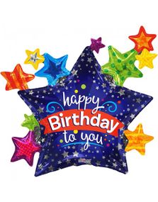 Happy Birthday - STOR Stjerneformet Folieballon 91 cm 