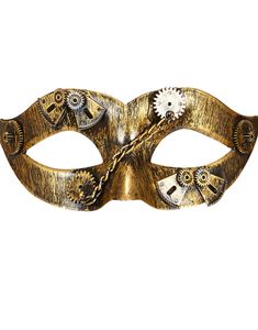 Guldfarvet og Sort Steampunk Øjenmaske