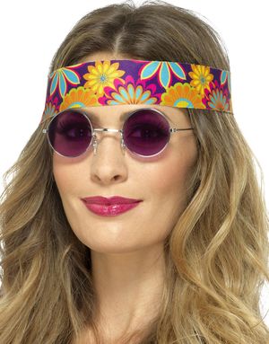 Runde Lennon/Hippie Briller med Lilla Glass