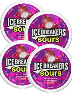 8 stk Ice Breakers Sours Sugar Free Candy - Sukkerfri Slik med Frugtsmag (USA Import) - Hel Æske