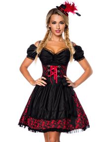 Lækker Sort og Rød Luksus Oktoberfestkjole