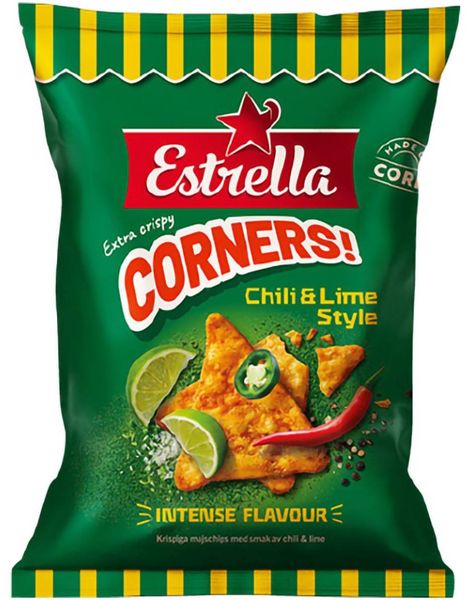 Estrella Corners Chili Lime Style - Maischips med Chili og Limesmak 160 gram