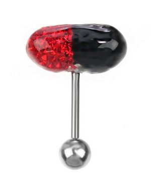 Sort & Rød Diamant Pil - Tungepiercing