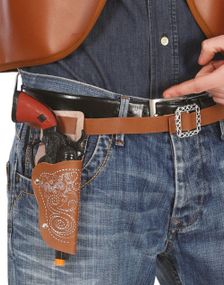 Cowboy Revolver med Brun Skinnimitert Pistolhylster 24 cm
