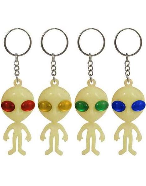 Alien Glow Nøglering i Assorterede Farver 7 cm