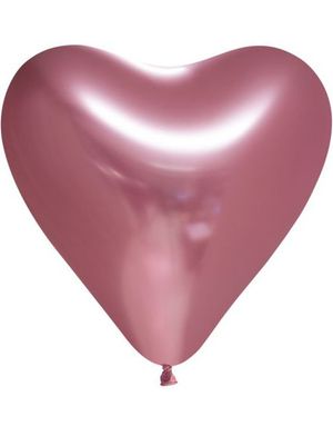 6 stk 30 cm - Glossy Rosa Hjerteballonger