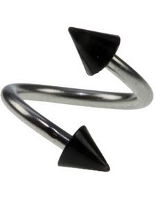 Curve Øjenbrynspiercing med Sorte Spikes - 1.2 x 8 mm