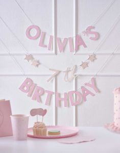 Justerbart Rosa Banner med Forskjellige Bokstaver, Tall og Stjerner 2 meter - Pamper Party