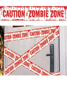Caution Zombie Zone - Afspærringsbånd i Plast 6 meter