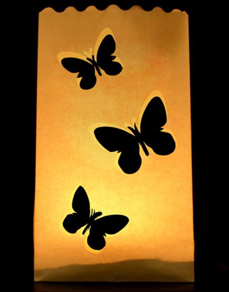 Sommerfugle - 10 stk. Poselanterner for Fyrfadslys 26x15 cm