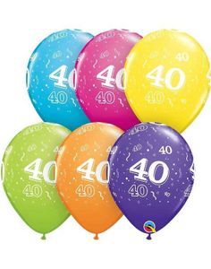 25 stk 40 Års Jubilæum Farverige Balloner 28 cm