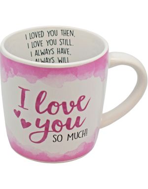 I Love You - Hvidt og Pink Krus med Tekst