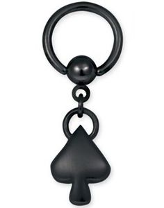 Black Hanging Spade BCR Piercing - Strl 1.6 x 10 mm