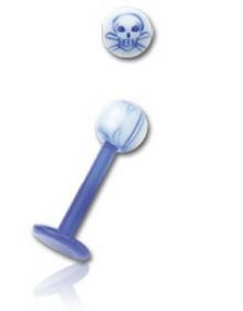 Labret With Blue Skull - 1.2 x 8 mm