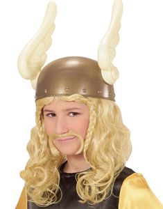 Blond Asterix/Viking Paryk til Børn med Overskæg