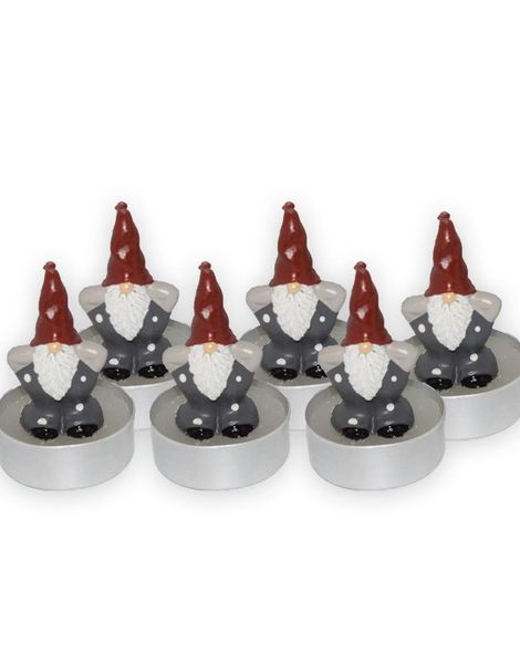 6 stk. Nisse Stearinlys - 5 cm