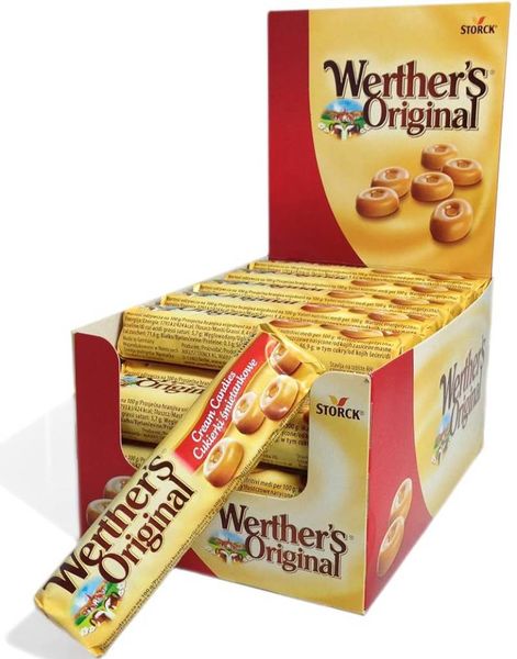 24 stk Werthers Original Karamel Slikkepinde i Ruller - Hel Kasse 1,2 kg