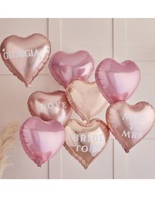 8 Stk. Rosa Folieballoner med Bogstav Klistermærker 45 cm - Blush Hen