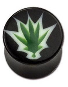 Sort Piercing Plug med Weed Motiv