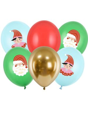 6 stk 30 cm Ballonger - Ballongbukett med Julemotiver