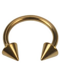 Rund Guldfarvet Øjenbrynspiercing med Spike Kugler - 1.6 x 12 mm