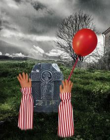 Stort Halloween Skrekk Klovn Hagedekorasjon 44cmx26cm