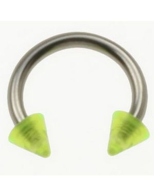 Rund Øjenbrynspiercing med Grønne Spike Kugler - 1.2 x 8 mm