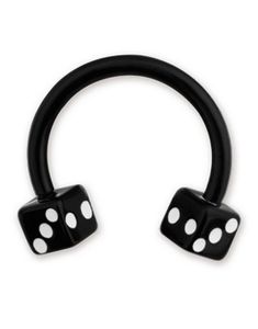 Rund Sort Øjenbrynspiercing med Terninger - 1.2 x 10 mm 
