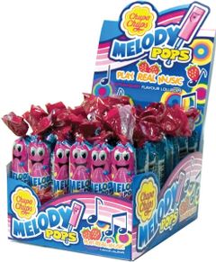 48 stk Chupa Chups Melody Pops Fløjte med Jordbærsmag - Hel Æske
