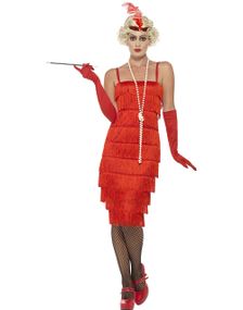 Rødt Flapper Razzle Dazzle Damekostume