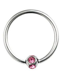 BCR Piercing med Rund Kugle og Rosa Sten