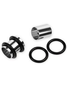 Sølvfarvet Rund Piercing Tunnel med To O-Ringe