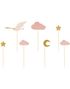 7 stk Kaketoppere Formet som Skyer, Stjerner og Stork 11-12 cm