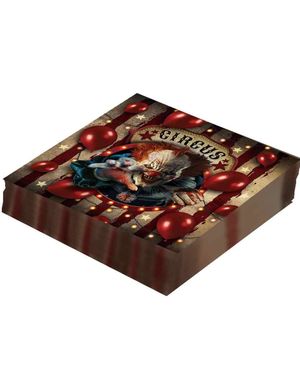 12 stk Servietter 33x33 med Horror Sirkus Motiv
