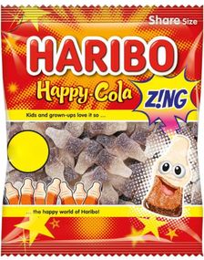 1793404800_6Haribo Happy Cola Z!NG - Brusende Vingummi Colaflasker 140 Gram